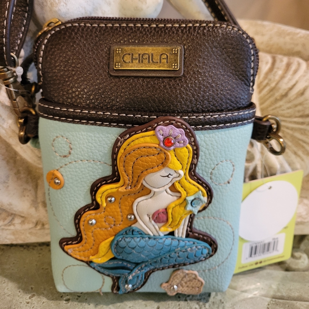 Chala Mermaid Convertable Crossbody cell phone wallet. Top D - Picture 3 of 10